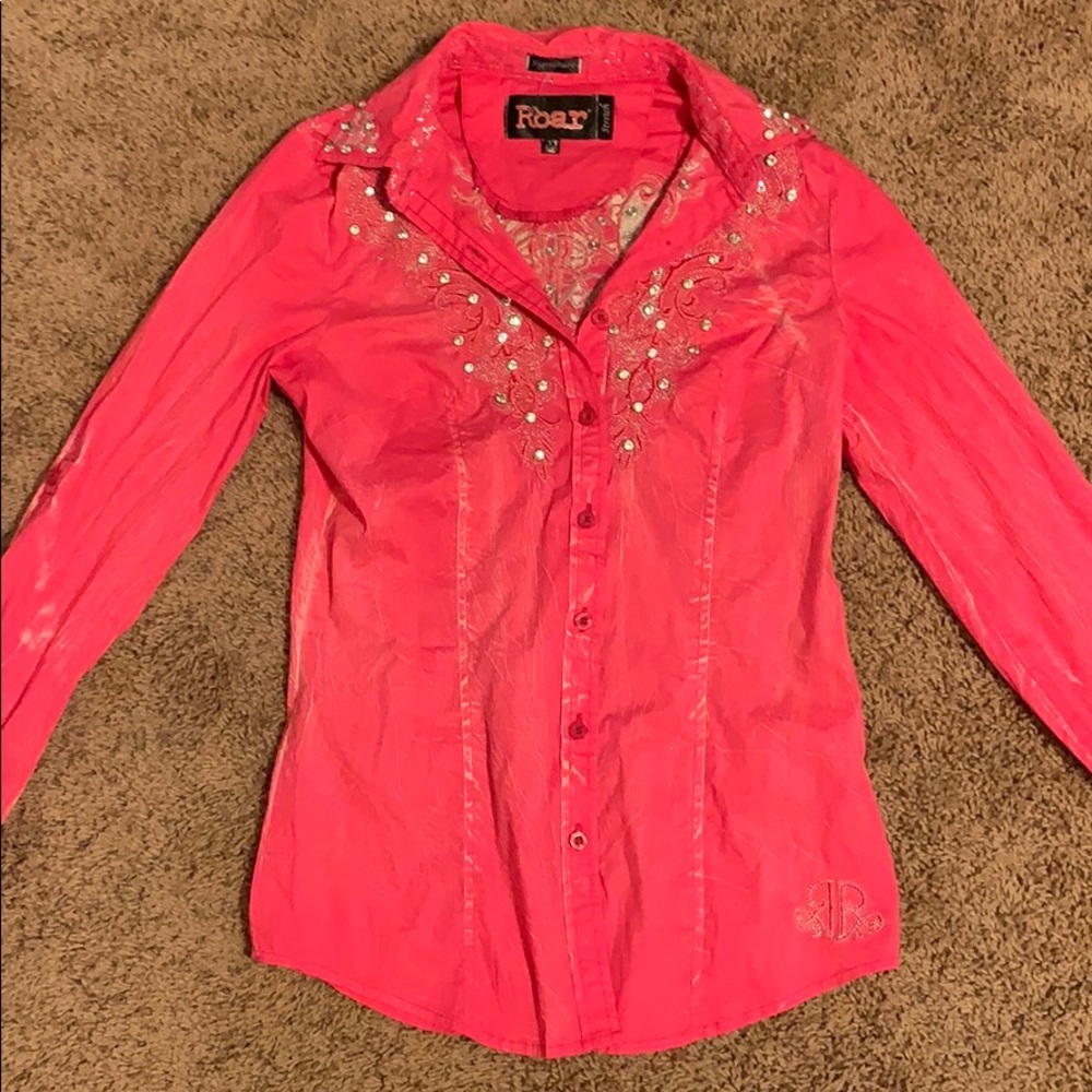 NWOT💘 Roar Western Button Up Rhinestones